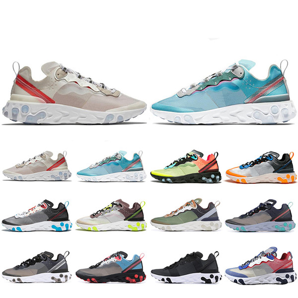 Cheaper New React Element 87 running shoes for men women Sail Royal Tint Anthracite VOLT RACER PINK Mens Trainer sports sneakers 36-45