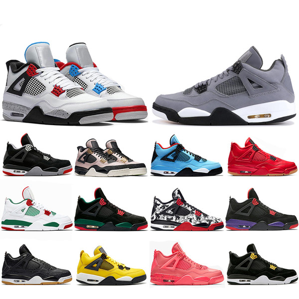 Newest 2019 What The 4 Cool Grey Splatter Basketball Shoes 4s Bred White Pizzeria Singles Day Travis Raptors Mens Trainers Designer Sneakers