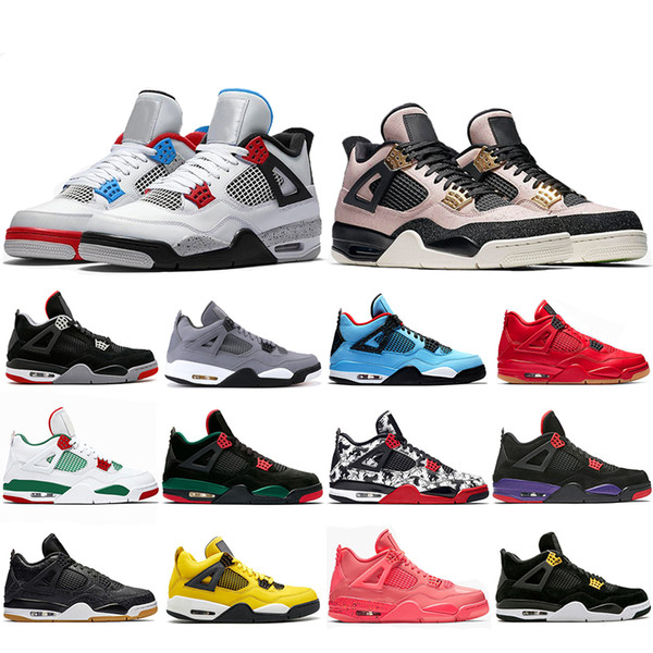 Hot Sale What The 4 Cool Grey Splatter Basketball Shoes 4s Bred White Pizzeria Singles Day Travis Raptors Mens Trainers Designer Sneakers