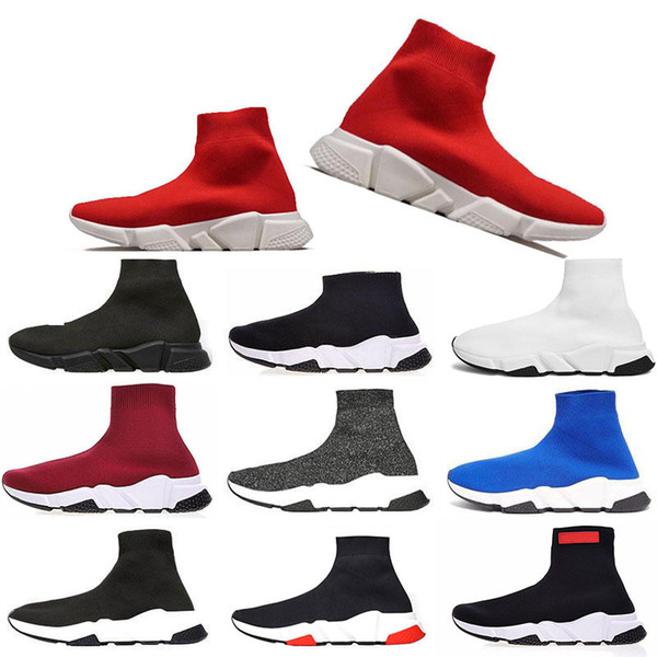 Hot Sale men women Speed Trainer fashion Luxury Sock Shoe black white blue glitter Flat Brand mens Trainers Runner sneaker Eur 36-45