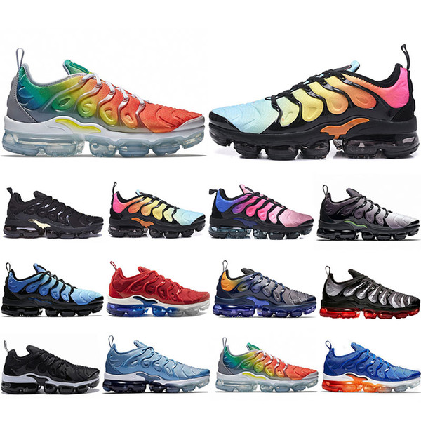 2019 New TN Plus Running Shoes Men Women Game Royal Rainbow bleached aqua TRIPLE WHITE BLACK Fades Blue VOLT Trainer Designer Sneakers