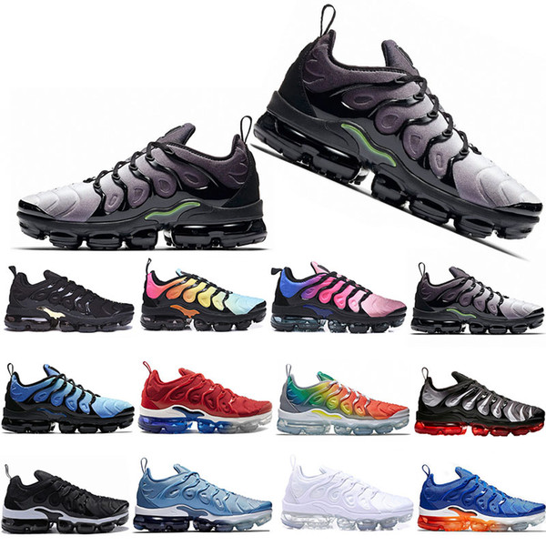 2019 Hot Sale TN Plus Running Shoes Men Women Game Royal Rainbow bleached aqua TRIPLE WHITE BLACK Fades Blue VOLT Trainer Designer Sneakers