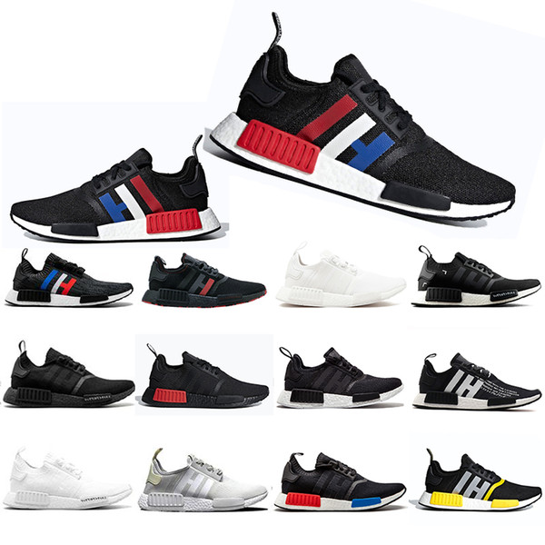 2019 New R1 Running Shoes Thunder Bred OREO Runner Primeknit OG atmos Japan Triple Red White Mens Red Marble Trainers Sports sneakers