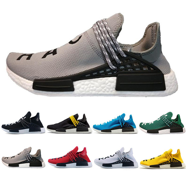 Top Sale Human Race Hu trail pharrell williams Running shoes Men Nerd black cream mens trainer women designer sports sneakers size 36-47