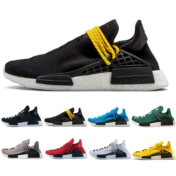 Hot Sale Human Race Hu trail pharrell williams Running shoes Men Nerd black cream mens trainer women designer sports sneakers size 36-47