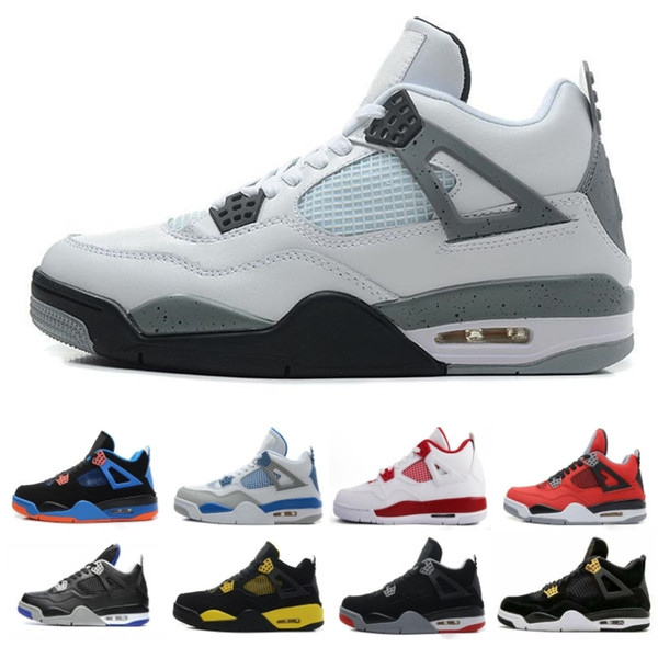 With Box Travis 4 Cactus Jack 4s Mens Raptors Basketball Shoes 4s White Cement Black Red 4 Pale Citron Fashion Sneakers Sports Shoes