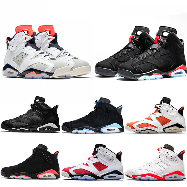 6 carmine basketball shoes Classic 6s UNC black blue white infrared low chrome women men sport blue red oreo alternate Oreo black cat 41-47