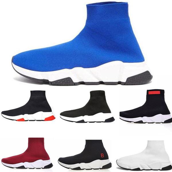 2019 Designer Speed Trainer Sock Shoes Mens Women Triple Black White Red Blue Glitter Casual Shoes Trainers Runners Sports Sneakers 36-45