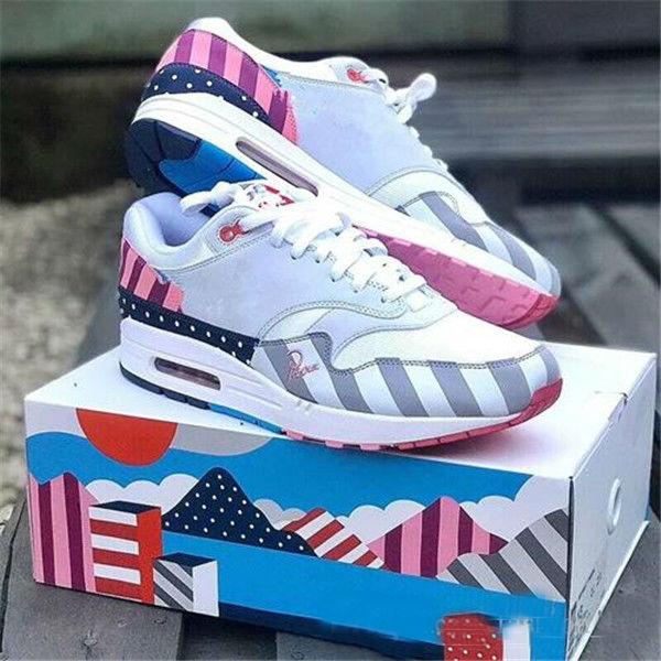 DLX ATMOS 1 87 Parra Sean wotherspoon Air Blue Mens casual Shoes Animal Pack 1s 87s Leopard Classic Athletic Women Sneakers Trainers