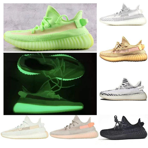 High-quality new A+ Glow In The Dark Triple Static Sesame Butter 2.0 v2 Semi Frozen Yellow Orange Zebra Kanye West Running Shoes lzdboss