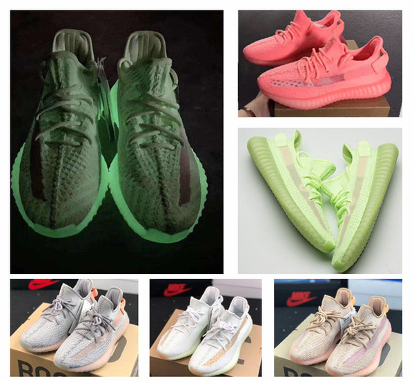 2019 new GID Glow In The Dark Triple Static Sesame Butter 2.0 v2 Semi Frozen Yellow Orange Zebra Kanye West Running Shoes lzdboss