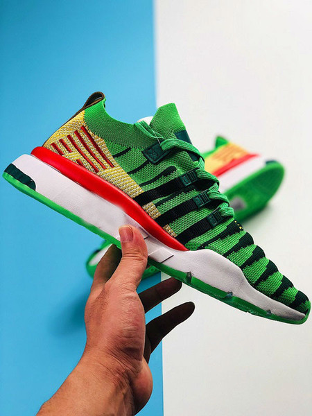 With Box 2019 Limited Collaboration Dragon Ball Z EQT Support Mid ADV PK Shenron Men Women Runnning Shoes Green Black Sports Sneaker