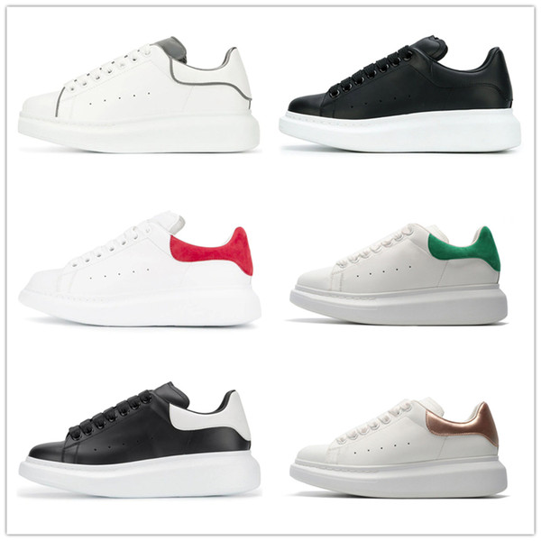 2019 New Designer Luxury white leather casual shoes for girl women men black gold red fashion comfortable flat sneakers eur 35-44