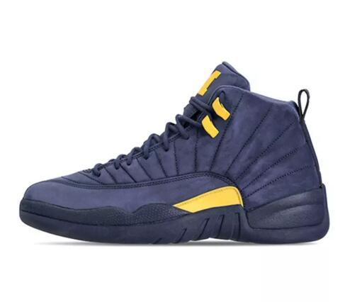 new cheap men Basketball shoe 12s Michigan College navy Bulls Flu Game UNC Gym red taxi french blue sneaker trainers Sports US5.5-13 e330