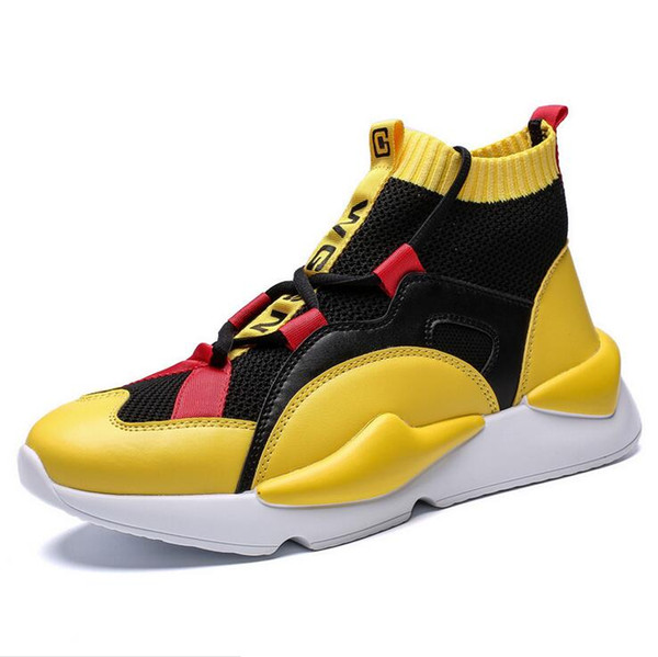 2019 New Y3 Style High Top Mens Sneakers Triple Black Grey Yellow High Quality Boots Trainers Outdoor Sports Shoes Designer Chaussures v001