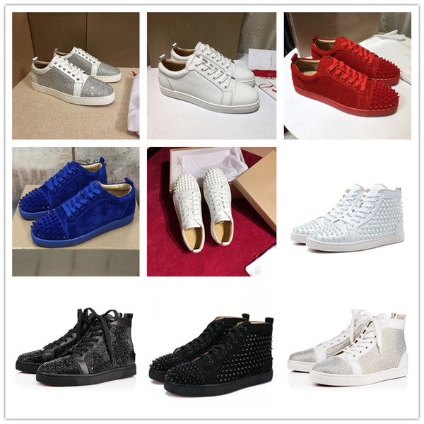 Brand Low high Cut Suede Spikes Red Bottom Designer Luxury shoes Flats shoes For Men and Women Leather Party Designer Sneakers