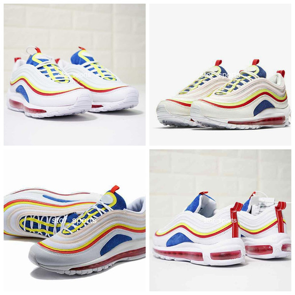Hot sale Brand New 97 Sean Wotherspoon Men Running Shoes Top 97s Women Vivid Sulfur Multi Yellow Blue Hybrid Sports Sneakers 36-45 z021