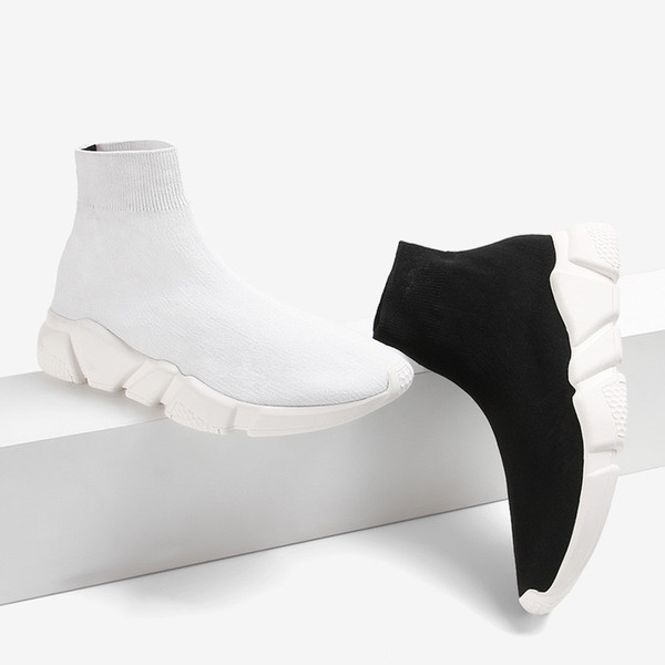 Women Designer Paris Speed Trainer Stretch Knit Mid Black White Red Fashion Sneakers Socks Running Shoes womens Casual Man 35-45