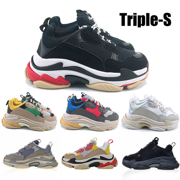High Quality Luxury Brand Women Men Triple S Trainers Designer Dad Shoes Black red Royal Blue White Sneakers Casual Outdoor Sports Shoes