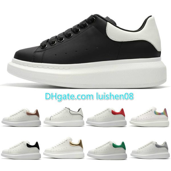 2019 New Designer 3M reflective white black leather casual shoes for girl women mens pink gold red fashion comfortable flat sneakers cv
