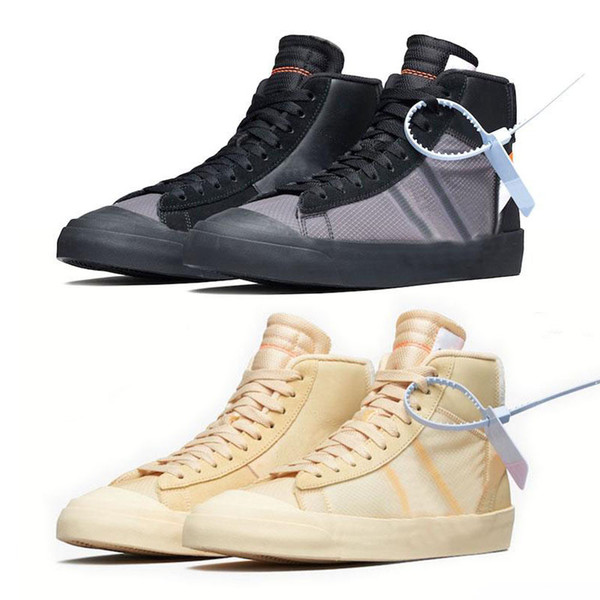 With Box 2018 Blazer Shoes Mid Sneakers Basketball Sports Trainers Ror Mens Women Black White Rice Skateboard Shoe
