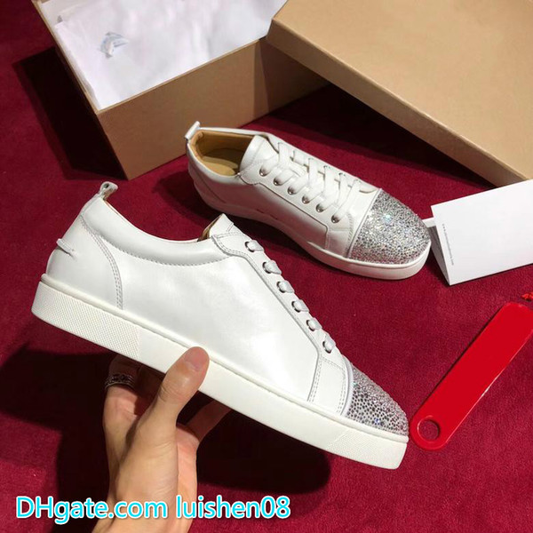 New Designer Sneakers Black Low Cut Spikes Flats Shoes Famous Red Bottom For Men And Women Leather Sneakers Party Fashion Designer Shoes n0