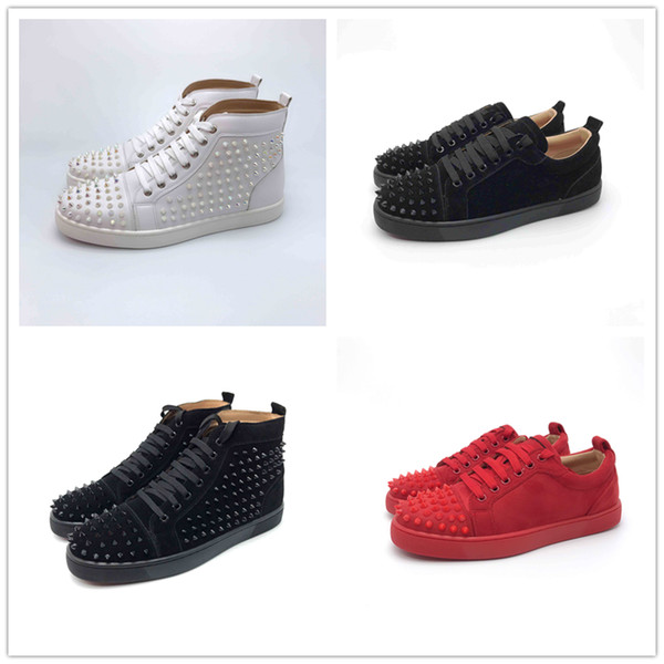 Designer shoes Spike Red bottom loafers Sneakers leather shoes junior calf casual loafer shoes Suede luxury men women with box dust bag