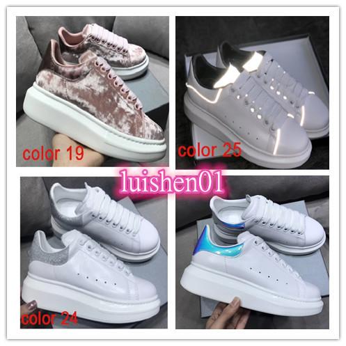Designer Shoes trainers Reflective 3M white Leather Platform Sneakers Womens Mens Flat Casual Party Wedding Shoes Suede Sports Sneakers c06