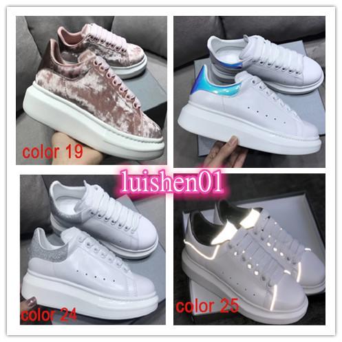 Designer Shoes trainers Reflective 3M white Leather Platform Sneakers Womens Mens Flat Casual Party Wedding Shoes Suede Sports Sneakers c09