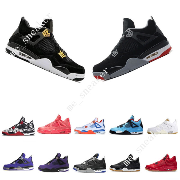 4 4s Tattoo Singles Day Mens Basketball Shoes Travis Scotts Raptors White Cement Cavs Green Glow Kaws men sports sneakers designer US 5.5-13