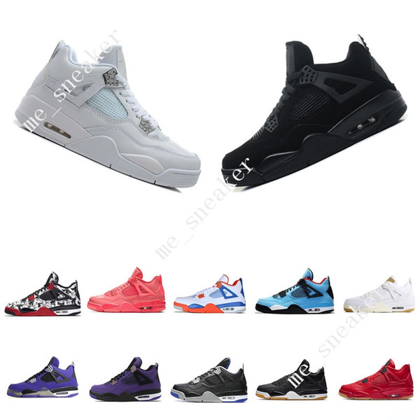 4 Tattoo Singles Day Travis Scotts Raptors Mens Basketball Shoes 4s White Cement Denim Blue Royalty men sports sneakers