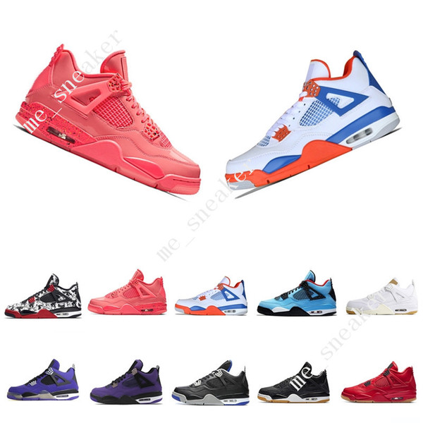 4 Tattoo Singles Day Travis Scotts Cactus Jack Raptors Mens Basketball Shoes 4s White Cement Motosports Blue men sports sneakers designer