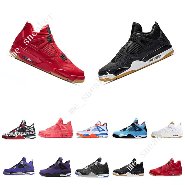 4 Tattoo Singles Day Travis Scotts Raptors Mens Basketball Shoes 4s White Cement Denim Blue Toro Bravo men sports sneakers designer trainers