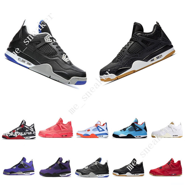 4 Tattoo Singles Day Travis Scotts Raptors Mens Basketball Shoes 4s White Cement Denim Blue Black Gum men sports sneakers designer trainers