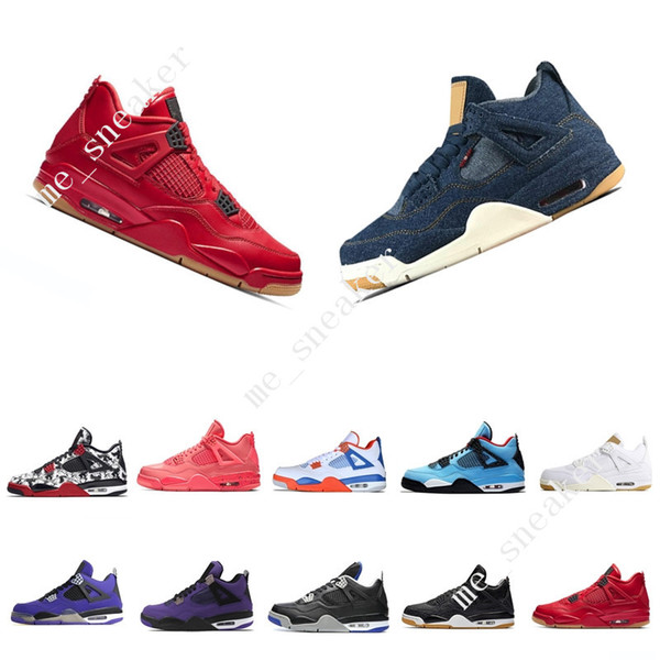 4 Tattoo Singles Day Travis Scotts Cactus Jack Raptors Mens Basketball Shoes 4s White Cement Cavs Bred men sports sneakers designer trainers