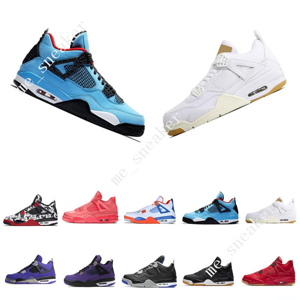 2019 New 4 4s Tattoo Singles Day Mens Basketball Shoes Kaws Travis Scotts Cactus Jack Raptors Bred White Cement men sports sneakers designer