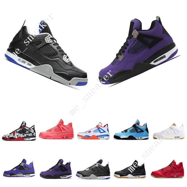 4 4s Kaws Travis Scotts Cactus Jack Raptors Mens Basketball Shoes Eminem Denim Pure Money Royalty Motosports Blue Bred men sports sneakers