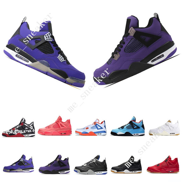 4 4s Kaws Travis Scotts Cactus Jack Raptors Mens Basketball Shoes Eminem Denim Pure Money Royalty Bred Black Cat men sport sneakers designer