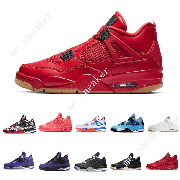 4 Tattoo Singles Day Travis Scotts Cactus Jack Raptors Mens Basketball Shoes 4s White Cement Royalty men sports sneakers designer trainers
