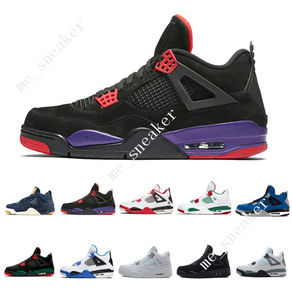 4 4s Tattoo Singles Day Mens Basketball Shoes Travis Scotts Raptors Bred White Cement Royalty Purple men sports sneakers designer US 5.5-13
