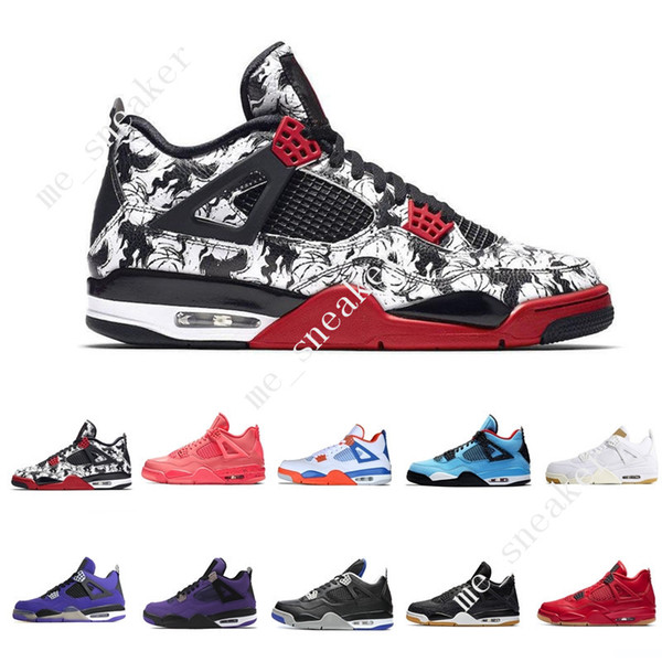 4 4s Tattoo Singles Day Mens Basketball Shoes Travis Scotts Raptors Royalty Laser Denim Bred White Cement Kaws men sports sneakers designer