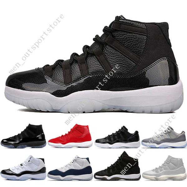 11 11s Cap and Gown Prom Night Men Basketball Shoes Platinum Tint Gym Red Bred PRM Heiress Barons Concord Space Jam 45 mens sports sneakers