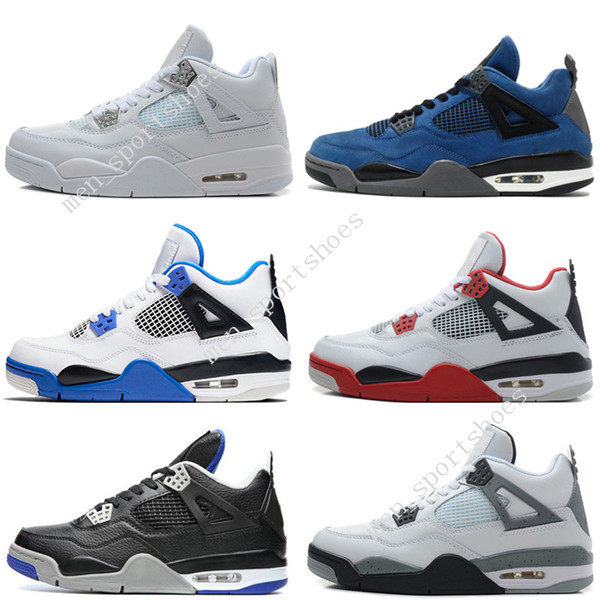 Cheap 4 4s Men Basketball Shoes Motosports Blue Royalty White Cement Pure Money Toro Bravo Bred Cavs Alternate 89 Sports Sneakers designer