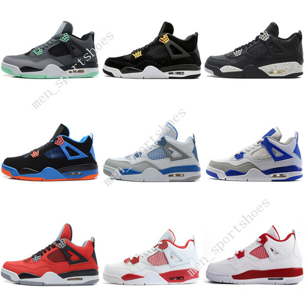 4 4s Mens Basketball Shoes Game Royal Thinker Oreo Eminem White Cement Pure Money Toro Bravo Military Blue Green Glow Cavs Sports Sneakers