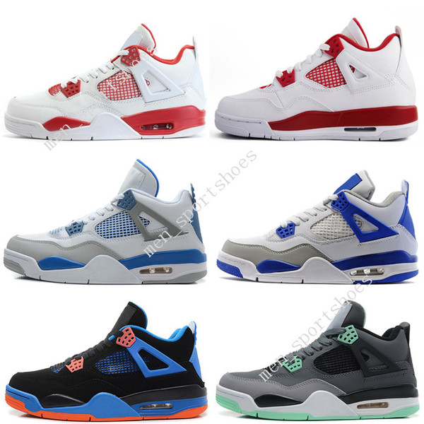 Cheap New 4 4s Men Basketball Shoes Motosports Blue Oreo Eminem White Cement Pure Money Toro Bravo Bred Alternate 89 Sport Sneakers designer