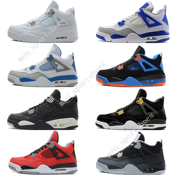 Cheap New 4 24s Mens Basketball Shoes Motosports Blue Oreo Eminem White Cement Pure Money Toro Bravo Bred Military Blue Cavs Sports Sneakers
