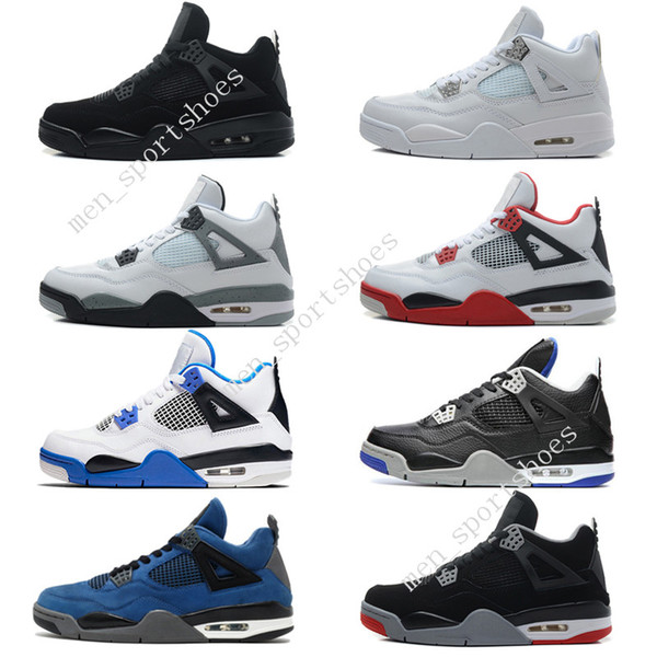 Cheap New 4 4s Mens Basketball Shoes Motosports Blue Oreo Eminem White Cement Pure Money Toro Bravo Bred Military Blue Cavs Sports Sneakers