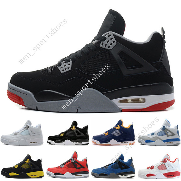 4 4s Men Basketball Shoes Pure Money Black Cat Bred Oreo Fear Pack Royalty Toro Bravo Angry bull Military Blue White Athletic Sport Sneakers