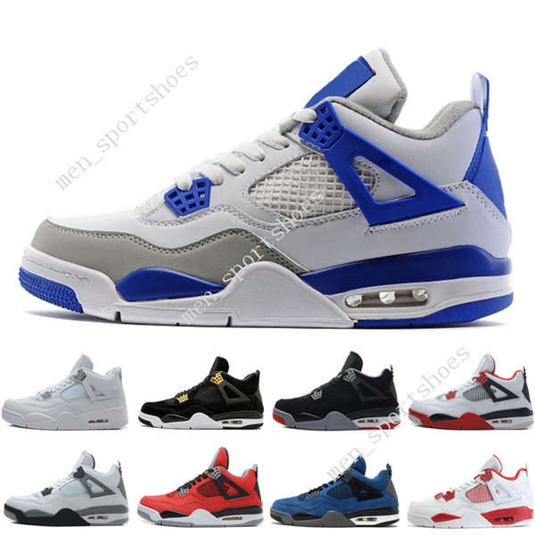 Cheap 4 4s Men Basketball Shoes Motosports Blue Fire Red White Cement Pure Money Black Cat Bred Fear Pack Athletic Sports Sneakers trainers