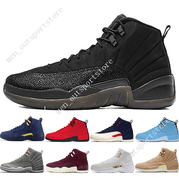 12 12s mens basketball shoes Michigan Bulls College Navy UNC Vachetta Tan Dark Grey Bordeaux Playoffs men Sports sneakers trainers designer